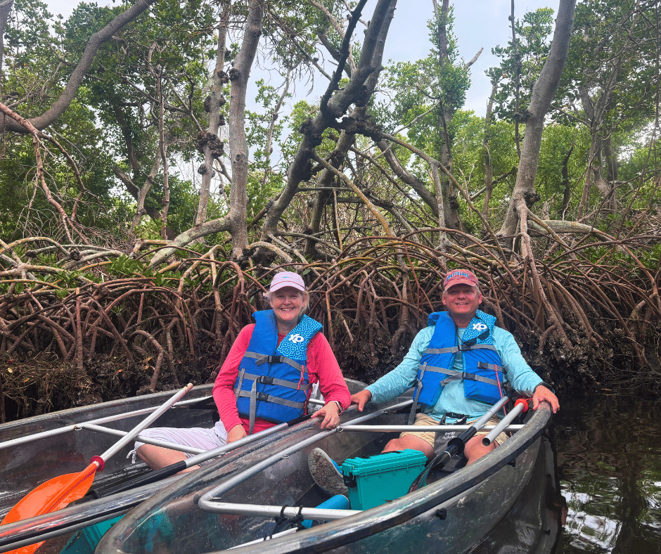 Couple in clear kayak