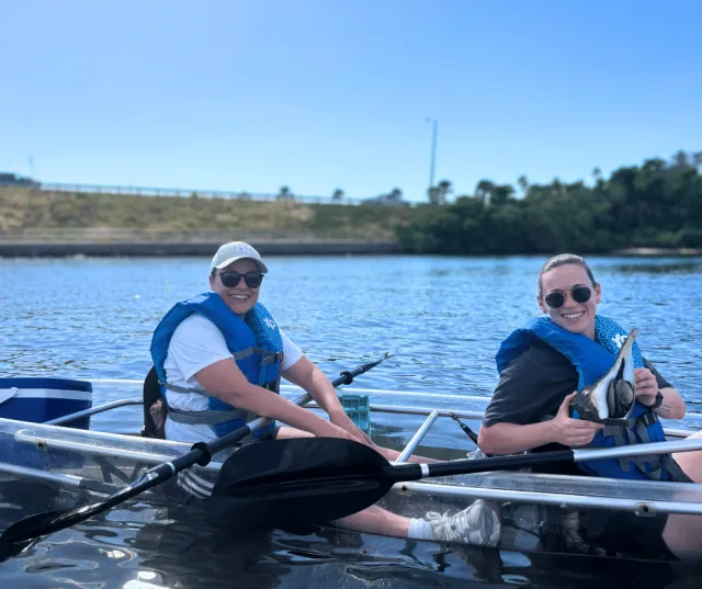 Guests enjoying clear kayak tour